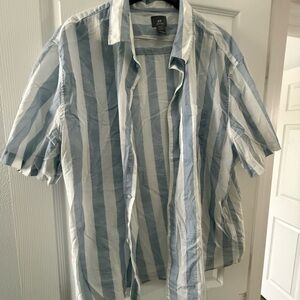 H&M Light Blue and White Striped Casual Shirt